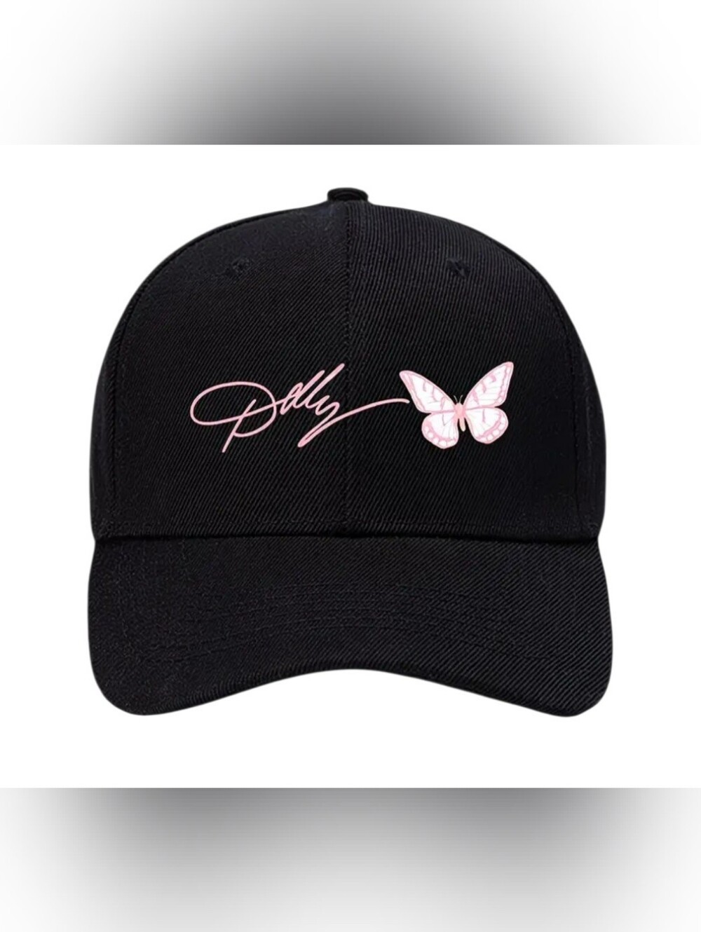 DOLLY PARTON In Memory Of,  Baseball Hat- Black with Pink  Insignia  Butterfly